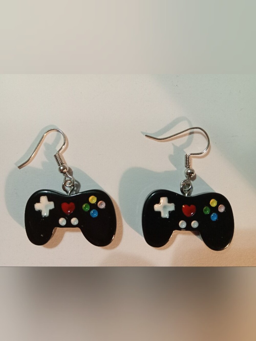 Black Game Controller Dangle Earrings - Video Game Jewelry